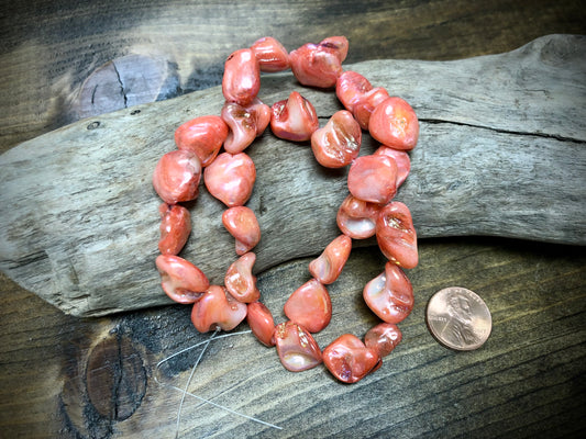 AB Finish Coated Shell Nuggets Bead Strand - 14.5”