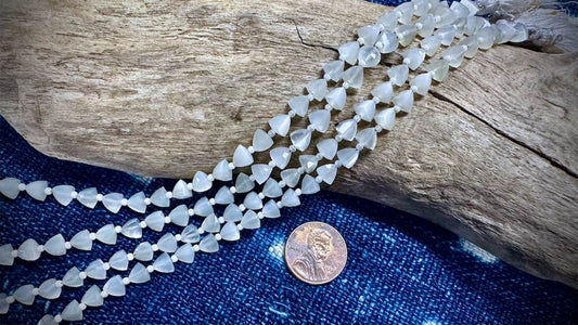 Light Grey Moonstone Bead Strand - Faceted Pyramids - 6mm x 5mm - 7"