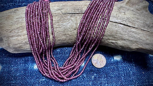Garnet Bead Strand - Micro-Faceted Rounds - 3mm - 13.5"