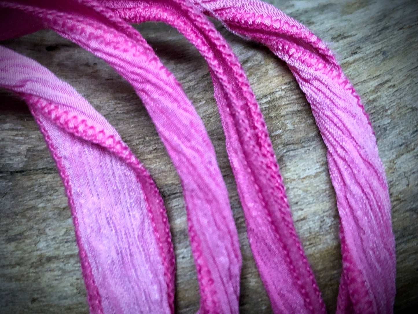 Side-Stitched Silk Ribbon - Rose Pink