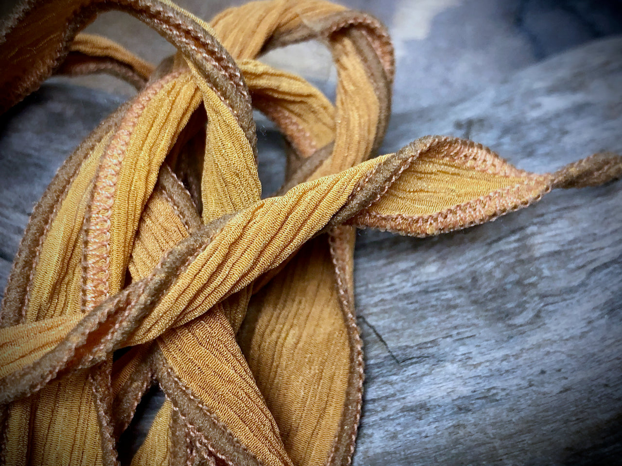 Side-Stitched Silk Ribbon - Jackfruit