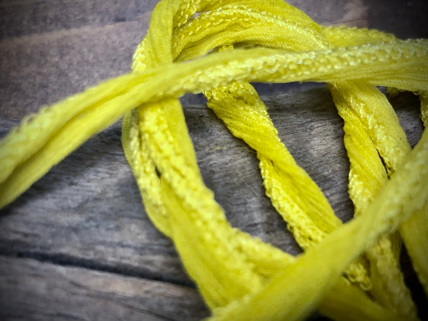 Side-Stitched Silk Ribbon - Bright Yellow