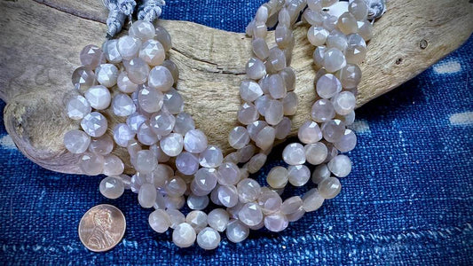 Grey Moonstone Bead Strand - Faceted Drops - 9mm - 8”