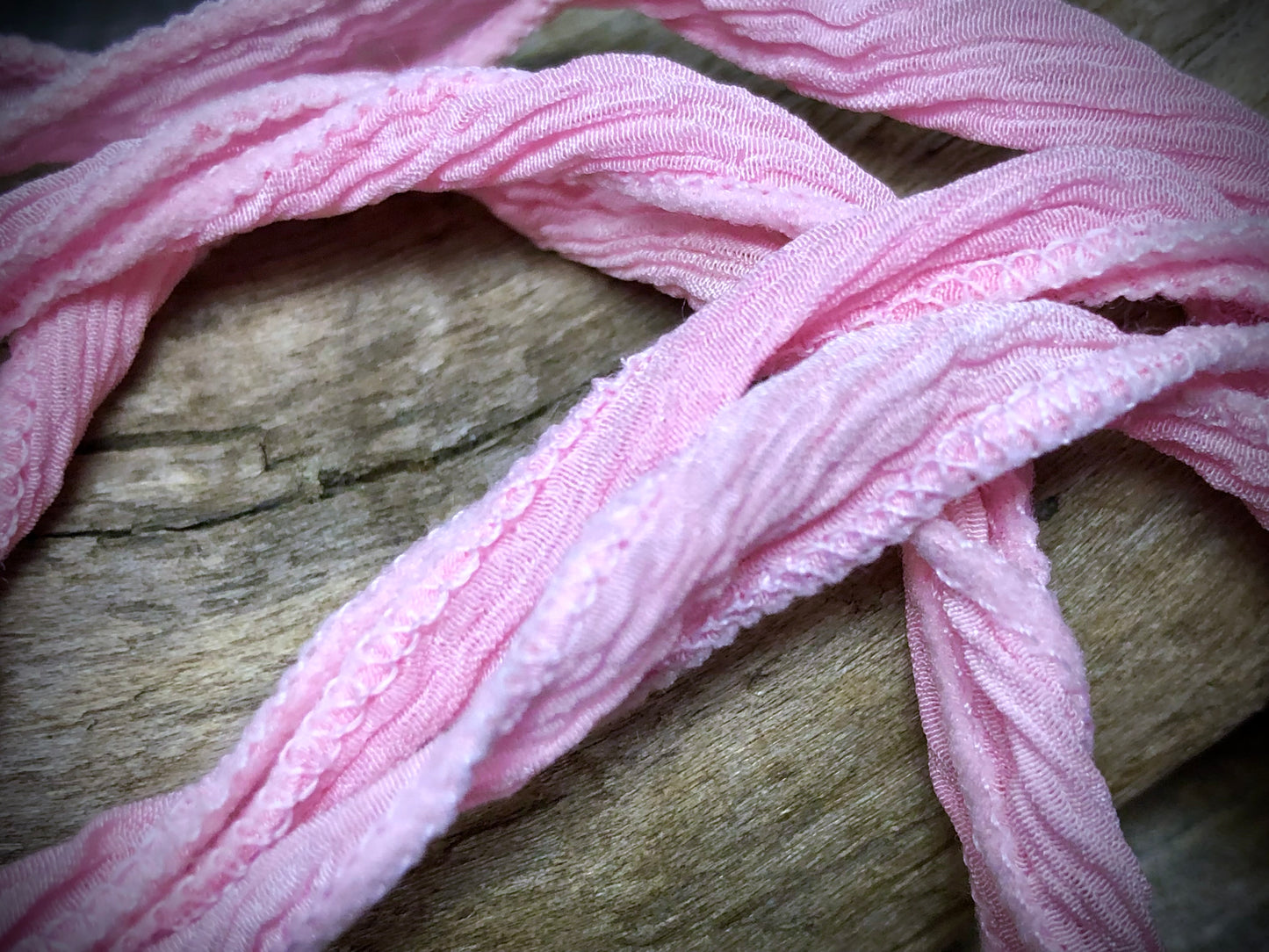 Side-Stitched Silk Ribbon - Light Pink