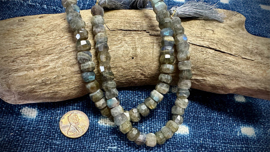 Labradorite Bead Strand - Faceted Rondelles - 9mm - 7.5”