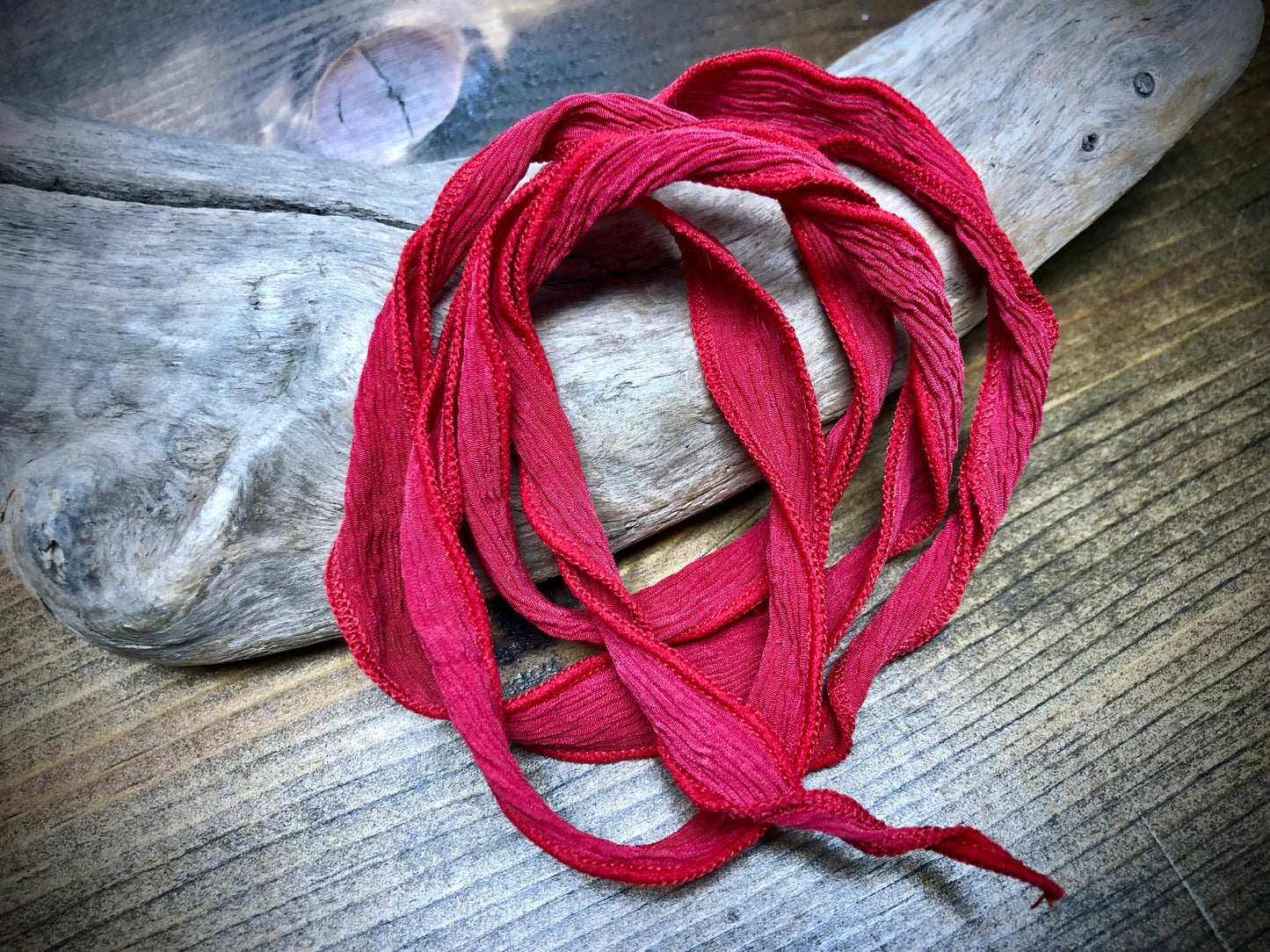 Side-Stitched Silk Ribbon - Scarlet Red