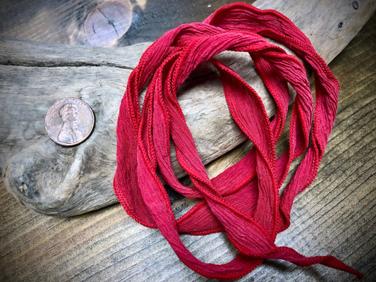 Side-Stitched Silk Ribbon - Scarlet Red