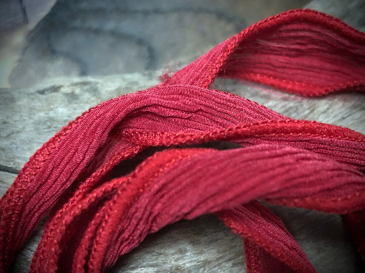 Side-Stitched Silk Ribbon - Scarlet Red