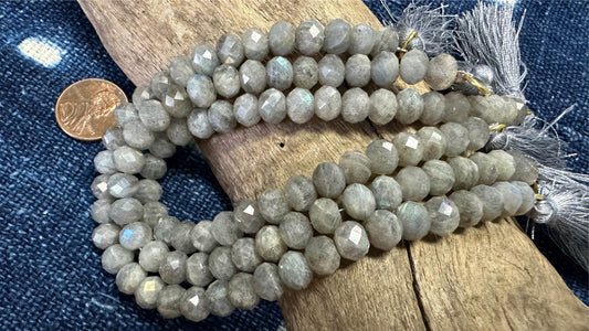 Labradorite Bead Strand - Faceted Rondelles - 8mm - 8”