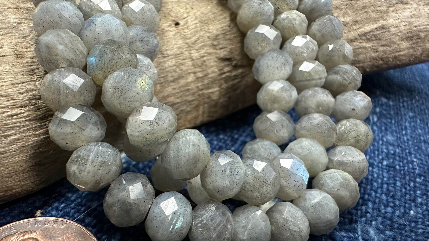 Labradorite Bead Strand - Faceted Rondelles - 8mm - 8”