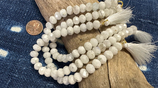 Blue/Rainbow Moonstone Bead Strand - Faceted Rondelles - 9mm - 8”