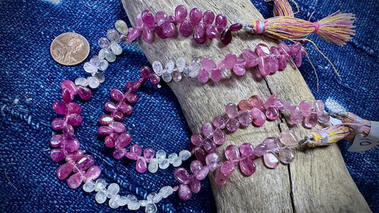 Sapphire Bead Strand - Smooth Drops - 7mm - 10mm - 9”