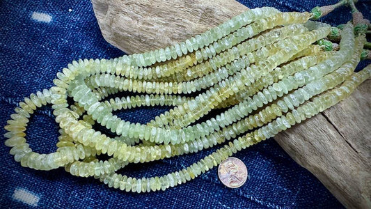 Beryl Bead Strand - Graduated Smooth Rondelles - 10mm - 5mm - 16”