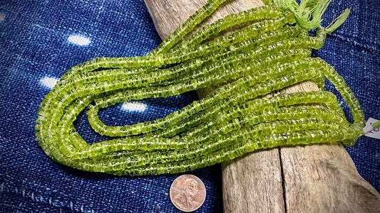 Peridot Bead Strand - Smooth Rondelles - 5mm - 14.5”