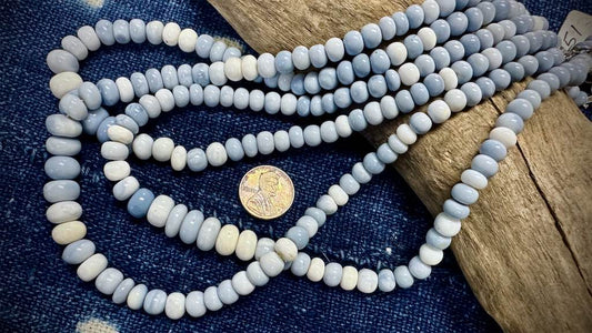 Owyhee Blue Opal Bead Strand - Graduated Smooth Rondelles - 10mm x 6mm - 16”