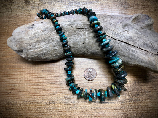 Graduated Turquoise Discs Bead Strand - 7mm to 24mm - 16"