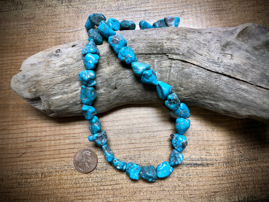 Hubei Turquoise Nuggets with Complex Inclusions - Stabilized - 10mm to 14mm - 16"