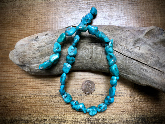 Hubei Turquoise Nuggets with Simple Inclusions - Stabilized - 10mm to 20mm - 16"