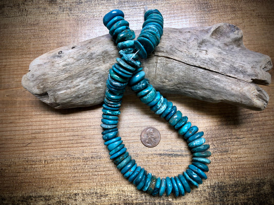 Blue Turquoise Large Discs Bead Strand - 16mm to 18mm - 15.5"