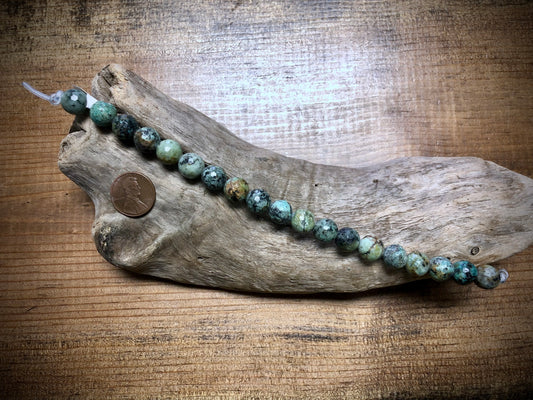 African Turquoise (Jasper) Faceted Rounds - 10mm - 7.5"