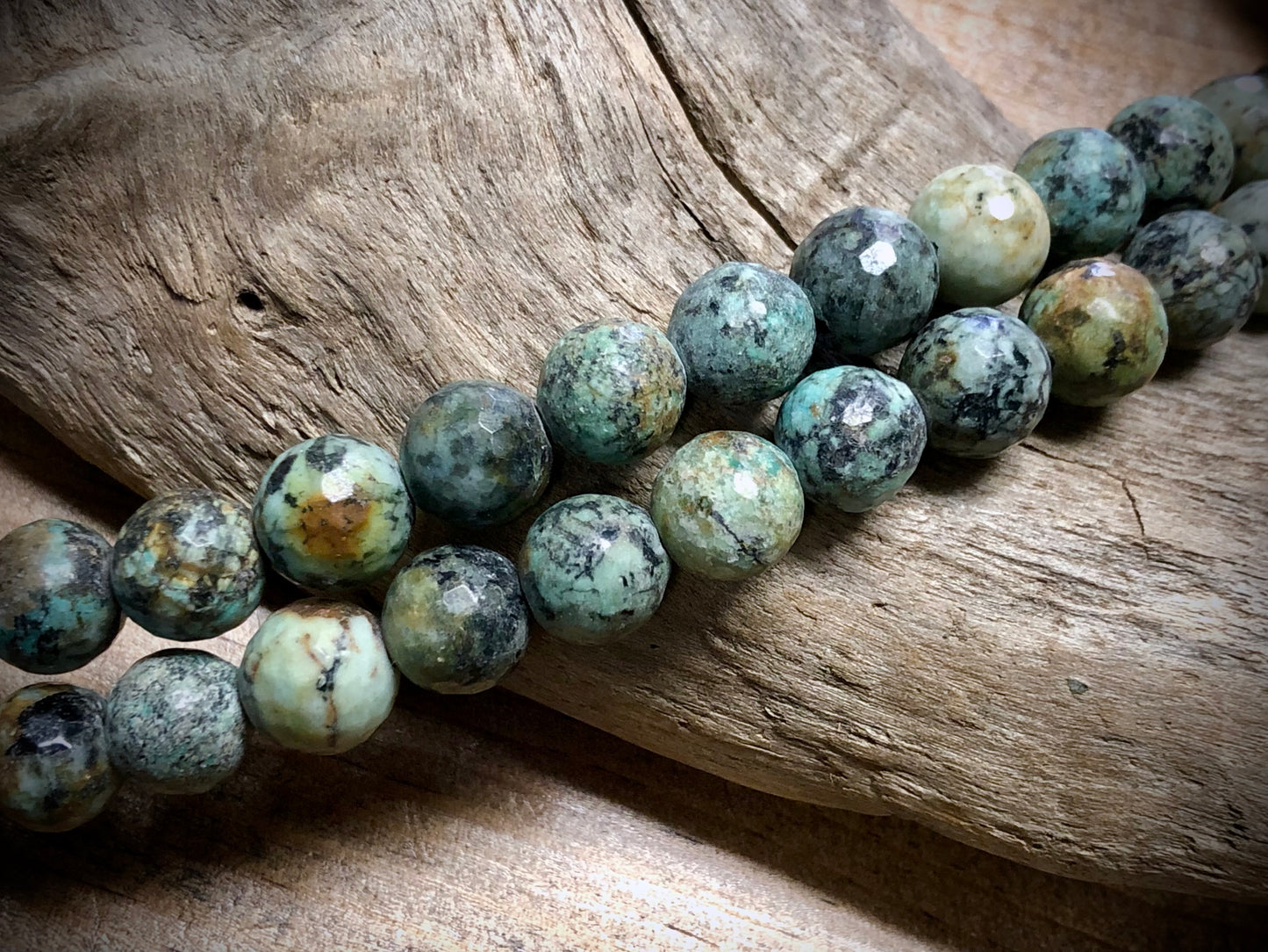 African Turquoise (Jasper) Faceted Rounds - 10mm - 7.5"