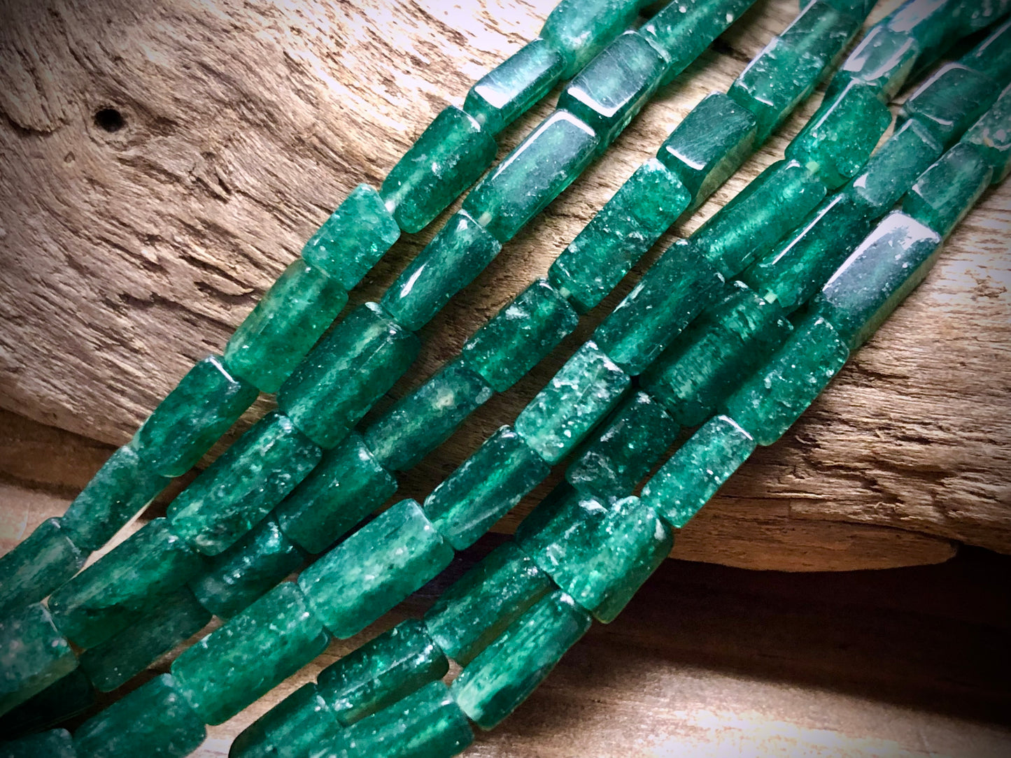Green Aventurine Strand - Rectangles - 6mm to 8mm - 14"