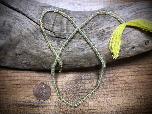 Lemon Quartz Microfaceted Rondelles Bead Strand - 4mm x 2mm - 14"