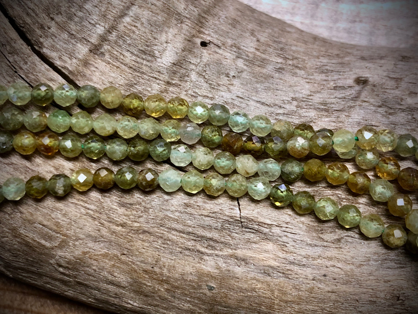 Multicolor Green Garnet Faceted Rounds Bead Strand - 3.5mm - 15.5"