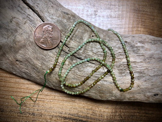 Multicolor Green Garnet Faceted Rounds Bead Strand - 2mm - 15.5"