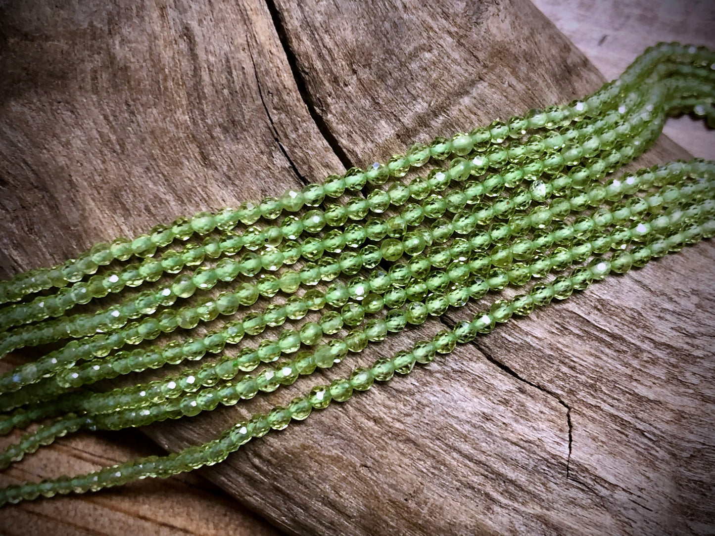 Peridot Faceted Rounds Bead Strand - 2mm - 15.5"