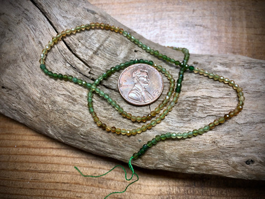 Multicolor Green Tourmaline Faceted Rounds Bead Strand - 2mm - 15.5"