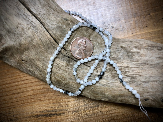 Blue Moonstone Faceted Rounds Bead Strand - 3mm - 15"