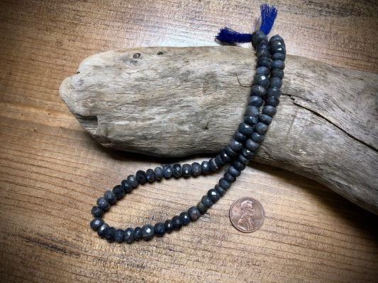 Sapphire Faceted Rondelles - 8mm x 5mm - 14"