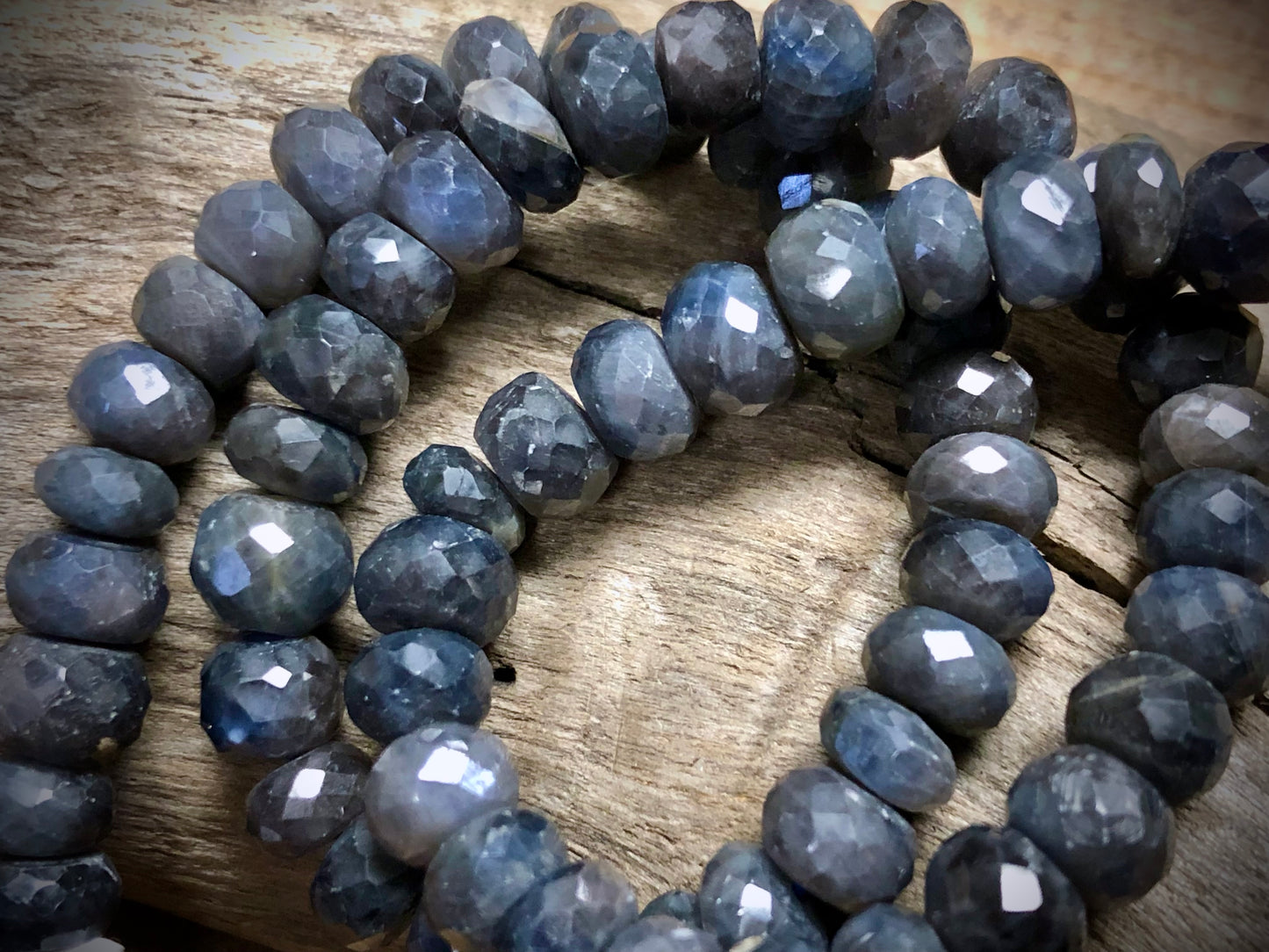 Sapphire Faceted Rondelles - 8mm x 5mm - 14"