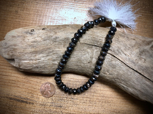 Amber-Green Tourmaline Faceted Rondelles - 10mm x 6mm - 9"