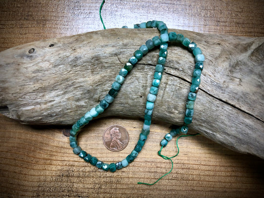 Emerald Faceted Cubes - Grade A - 5mm - 15"