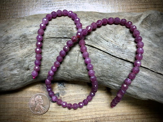 Natural Ruby Faceted Rounds - Grade AAA - 5mm - 15.5"