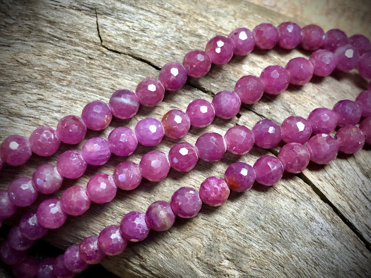 Natural Ruby Faceted Rounds - Grade AAA - 5mm - 15.5"
