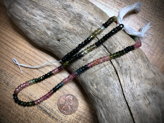 Tourmaline Faceted Rondelles - 4mm - 15"