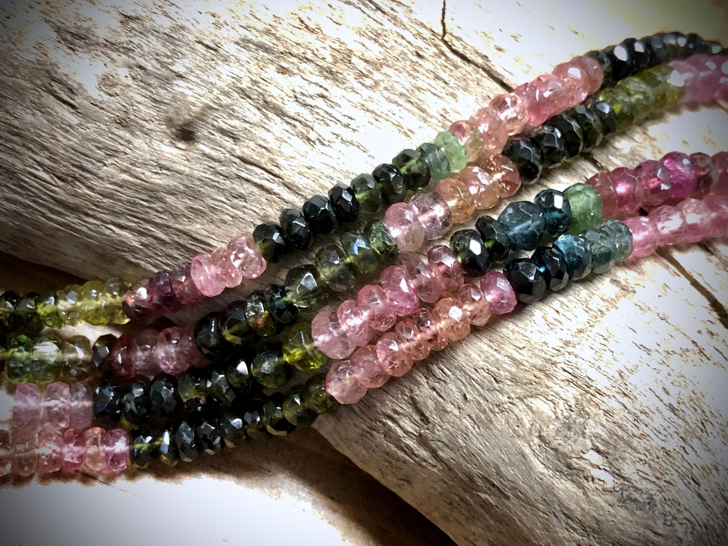 Tourmaline Faceted Rondelles - 4mm - 15"