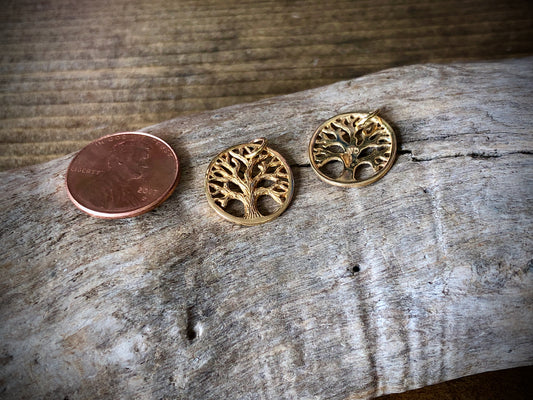 Textured Tree of Life Charm - Bronze