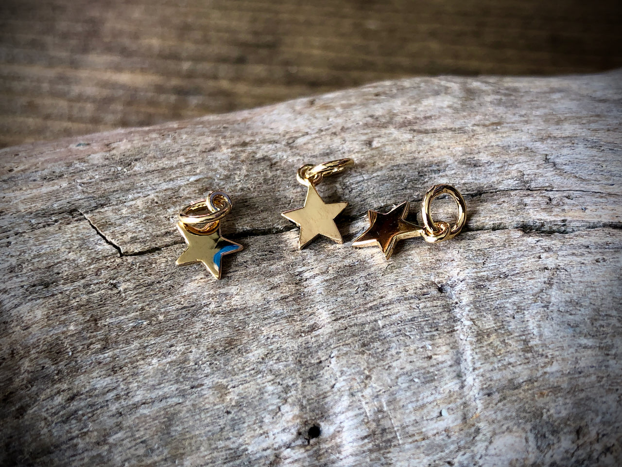 14K Shiny Gold Plated Sterling Tiny Flat Star Charm