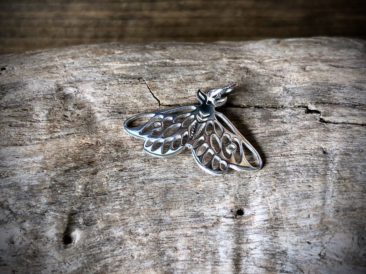Sterling Openwork Moth Charm