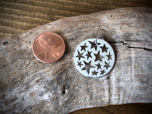 Star Cutout Charm - Round - Silver Plated