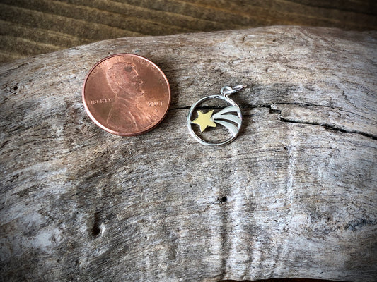 Sterling Shooting Star Charm with Bronze Star