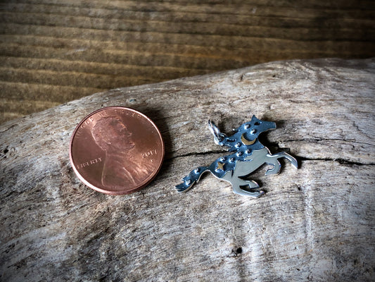 Silver Horse Charm with Bronze Moon