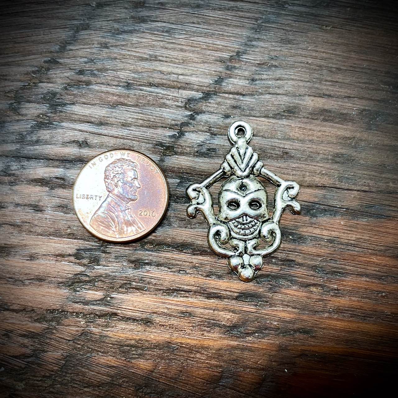 Antique Silver Plated Pewter Skull