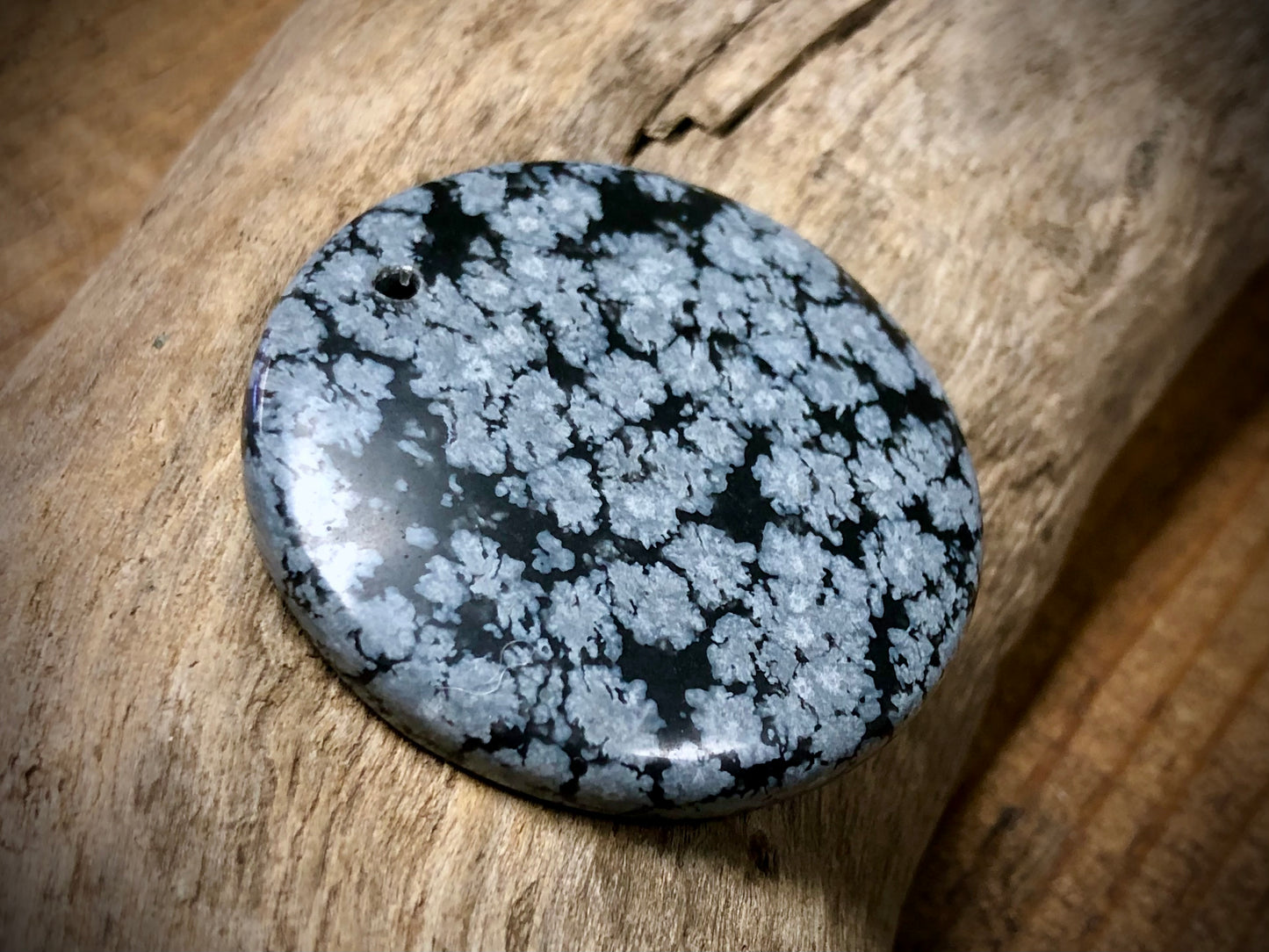 Black Lace Marble Stone Pendant - Round
