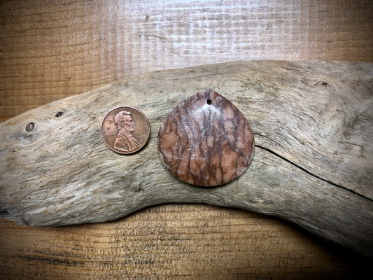 Brown Zebra Jasper Stone Pendant - Pear