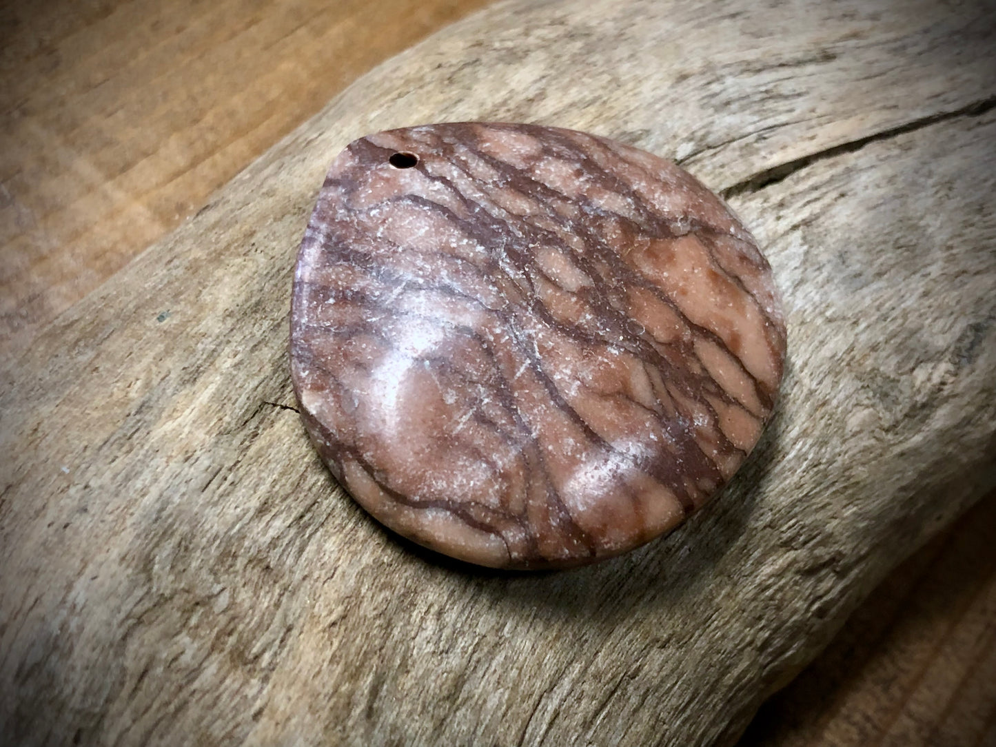 Brown Zebra Jasper Stone Pendant - Pear
